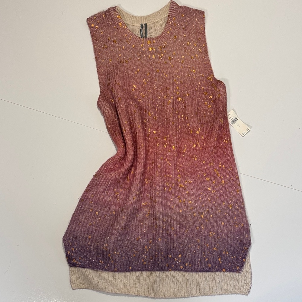 Anthropologie Cashmere Collection - NWT Pink and Purple Sleeveless Sweater dress